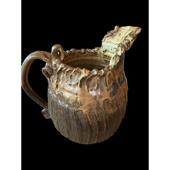 Handcrafted Ceramic Pitcher Textured Design & Rustic Finish One of a kind - Picture 7 of 12